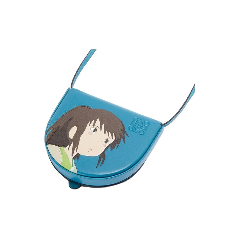 LOEWE Heel Calfskin One Shoulder Handbag, Crossbody Bag Unisex Reef Lake Blue