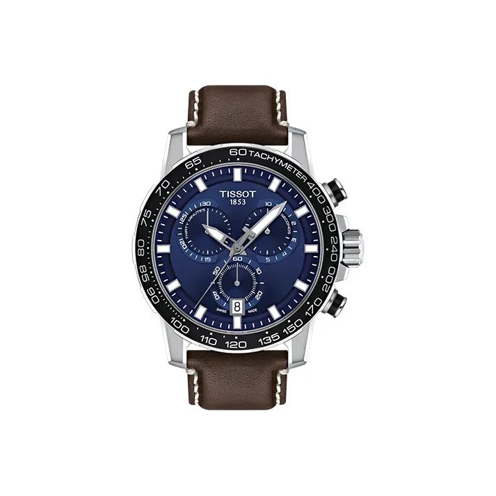 TISSOT Speedy Series Кварцевый механизм Мужские часы Синий циферблат Кожаный ремешок