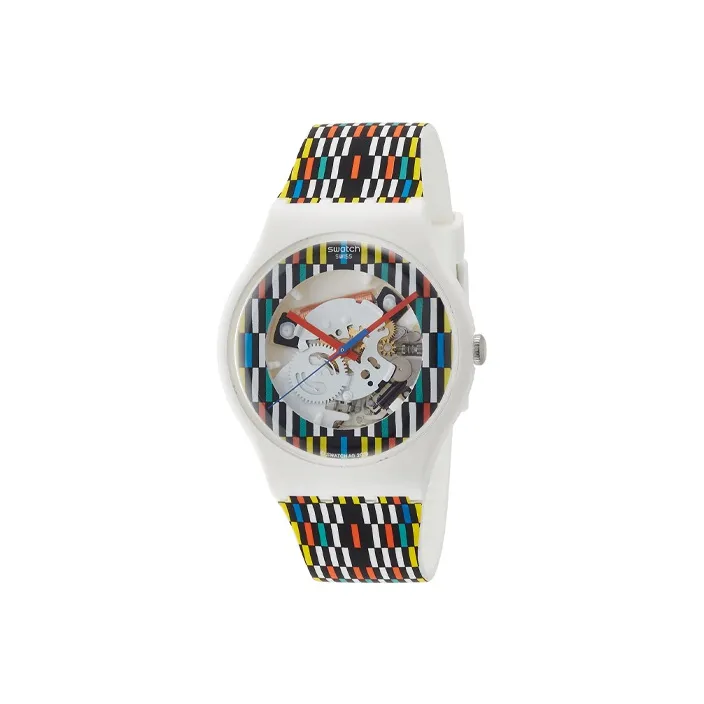 SWATCH New Gent Collection Кварцевый механизм Унисекс Часы 47,4*41 мм Черепный циферблат Пластиковый корпус Часы Силиконовый ремешок