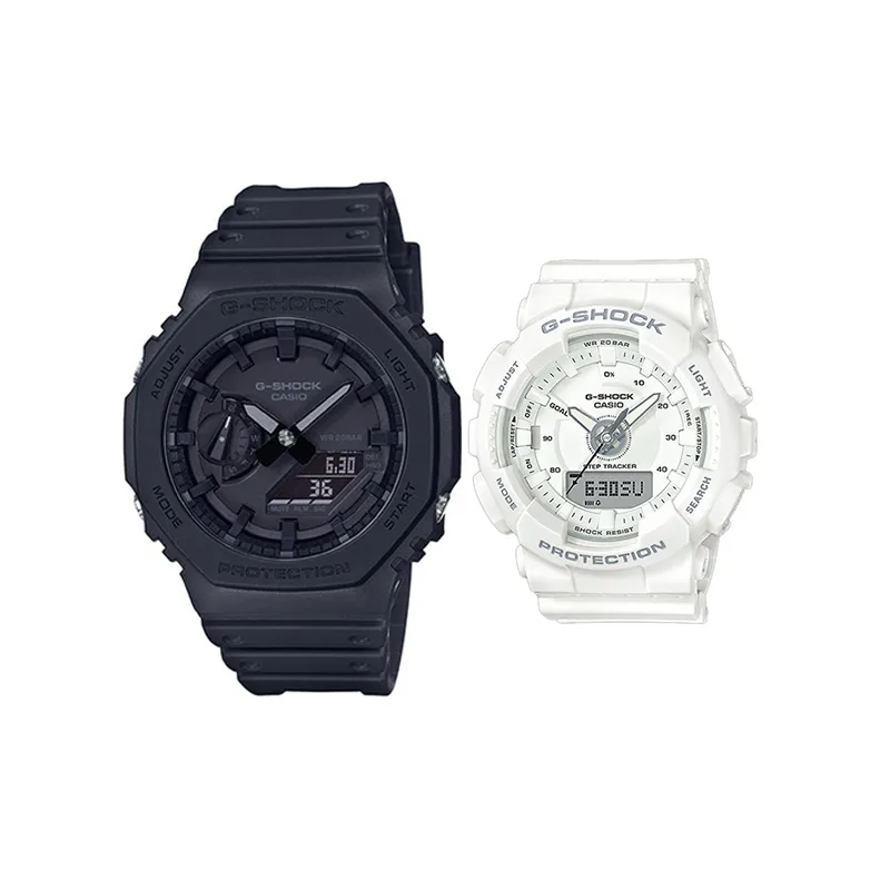 CASIO Парные часы Коллекция GA GMA Кварцевый механизм Часы Унисекс Черный циферблат GA 2100 1A1+GMA S130 7AER