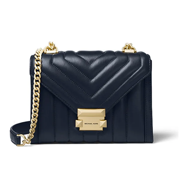 MICHAEL KORS Whitney Sheepskin Envelope Bag, Shoulder Bag, Crossbody Bag Trumpets Women's Navy Blue