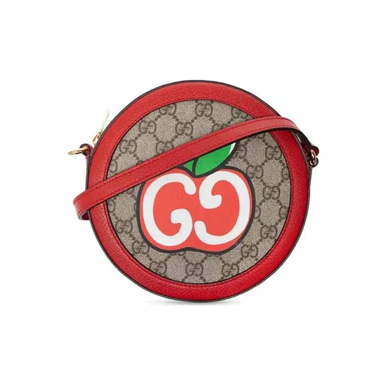 GUCCI Valentine's Day Collection Canvas With Leather Crossbody Bags Women's Ebony/Red