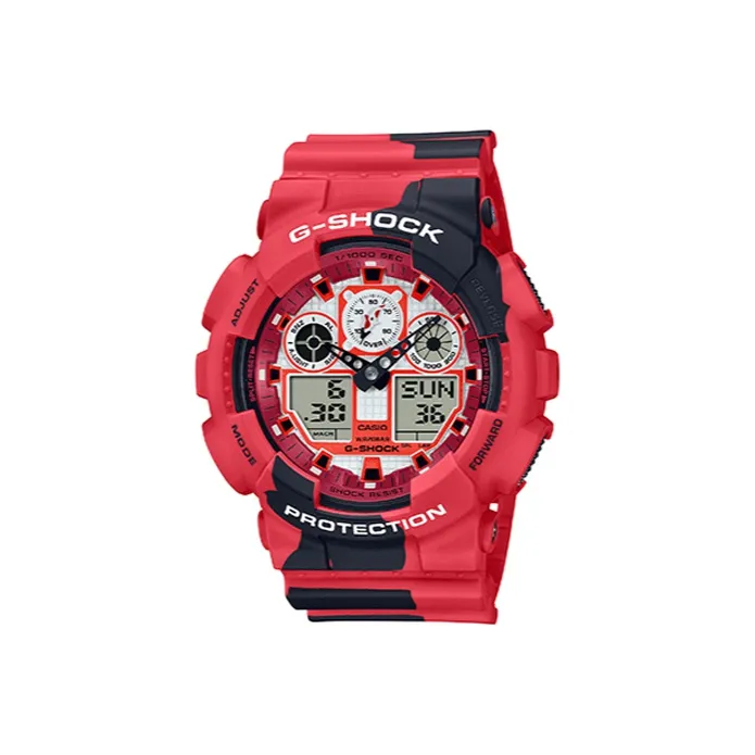 CASIO Кварцевый механизм Смольный ремешок Часы для мужчин Красный циферблат часов