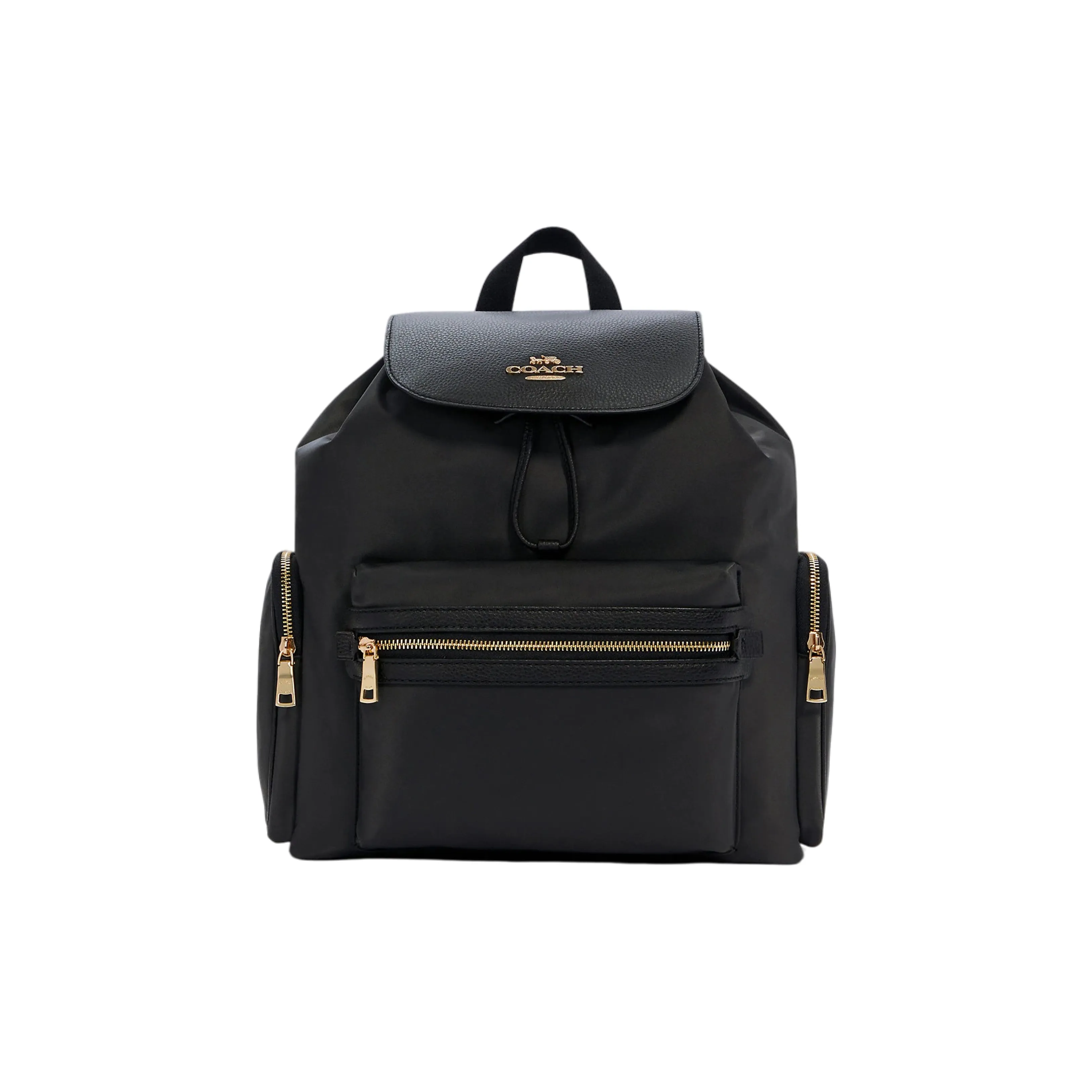 COACH Baby Nylon With Pebbled Leather Backpack Tubas Unisex Black