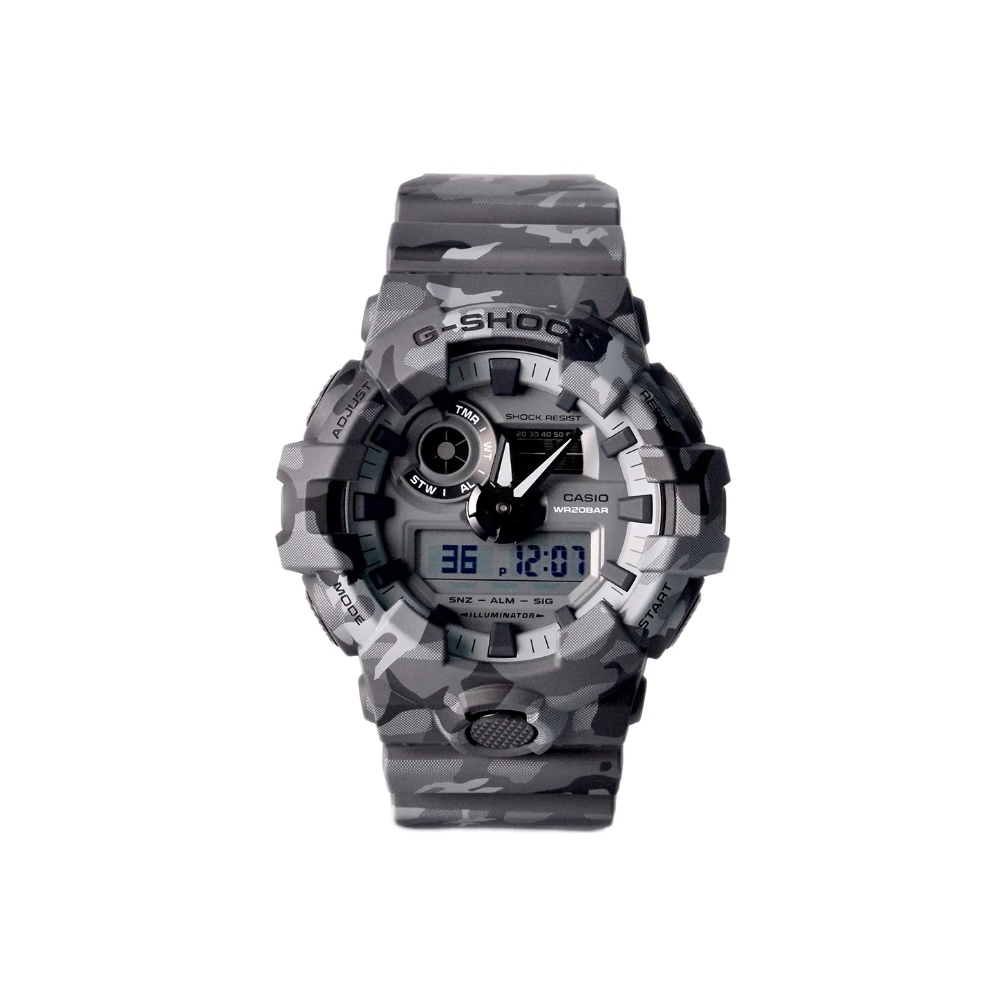 Casio Кварцевый механизм Мужские часы Liquid Crystal/Analog Dual Display Series 57mm*18,5mm Серый