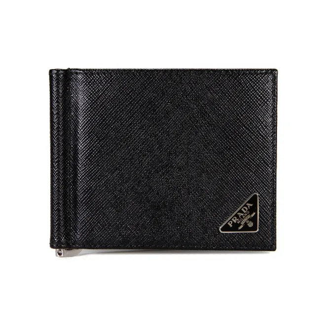 PRADA Saffiano Cow Leather Wallet Men's Black