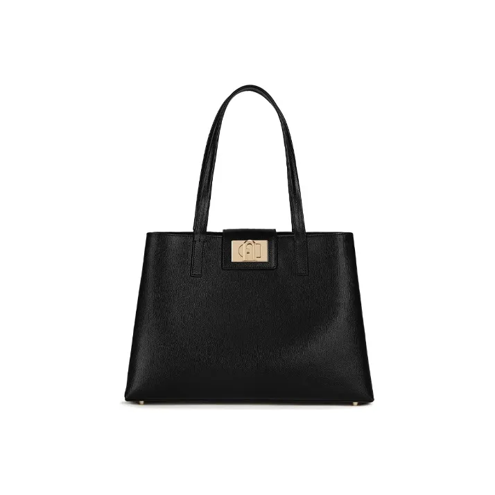 Furla 1927 Collection Leather Briefcase, Tote Bag, Shopping Bag, Shoulder Bag, Handbag Large Women's Black