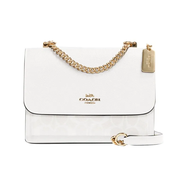 COACH Klare Coated Canvas With Leather Trunk Bag, Shoulder Bag, Crossbody Bag Medium Size Women's Glacier White