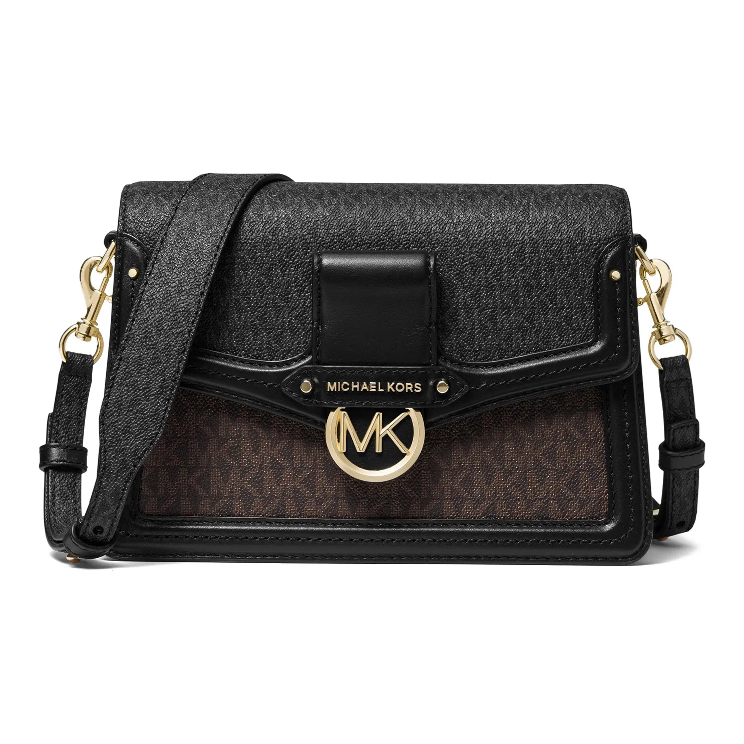 MICHAEL KORS Jessie Artificial Leather, Leather Messenger Bag, Crossbody Bag, Shoulder Bag Women's Brown Black