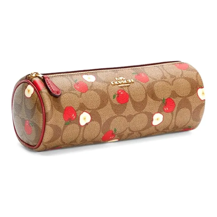 COACH Canvas With Leather Makeup Brush Bag, Pen Holder Bag, Toiletry Bag Trumpets Women's Khaki Monogram