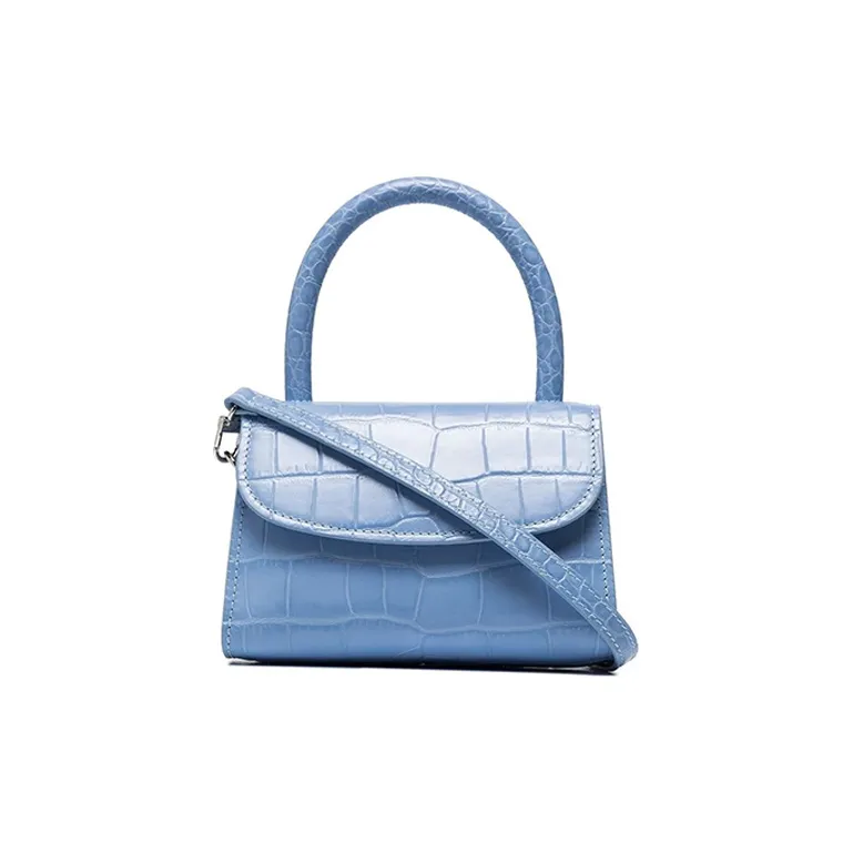 By Far Leather Flap Bag, Portable Crossbody Bag, Shoulder Bag Mini Women's Blue