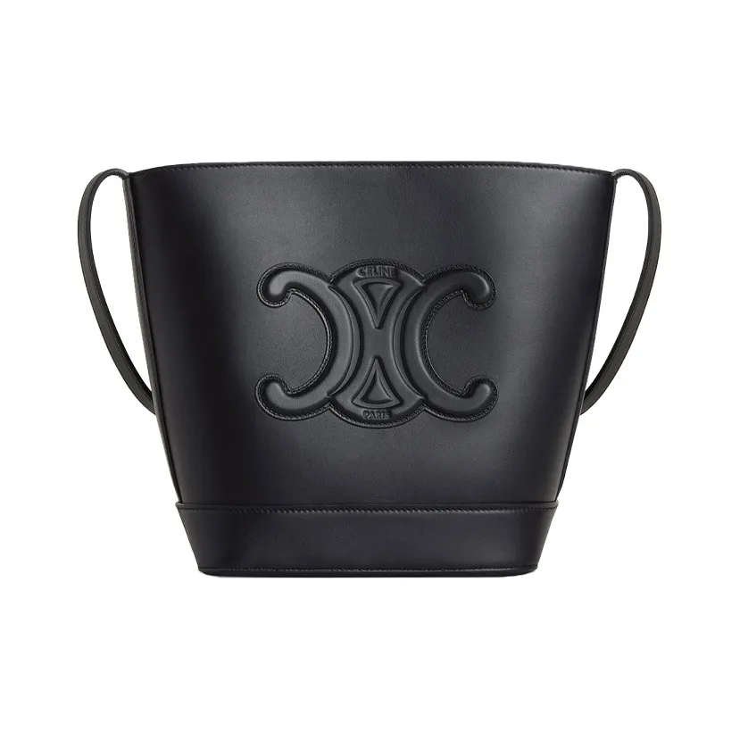 CELINE Cuir Triomphe Smooth Cow Leather Bucket Bag, Shoulder Bag, Crossbody Bag Small Women's Black