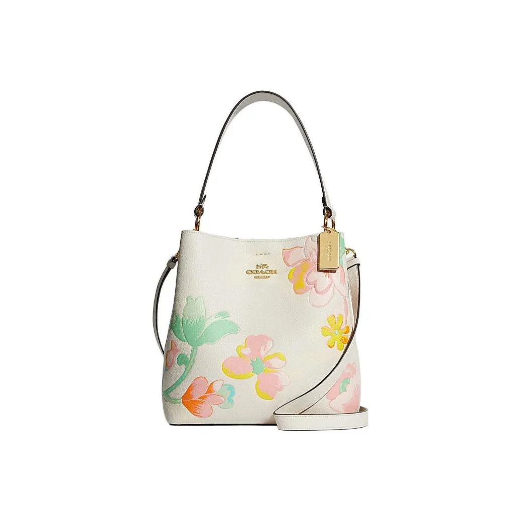 COACH Town Cow Leather One Shoulder Handbag Crossbody Bag Medium Size Women's White