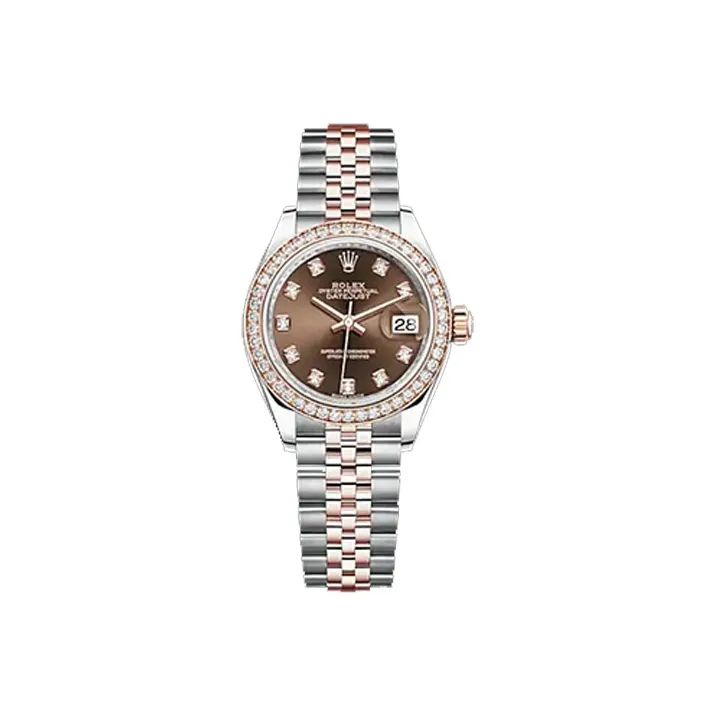 ROLEX Women's Apparel Log Series Automatic Mechanical Movement Women's Watch 28mm Coffee Watch Dial
