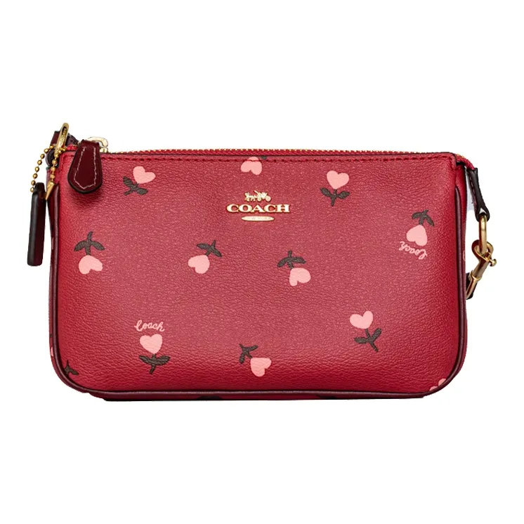 COACH Nolita Printed Leather Pochette, Shoulder Bag, Clutch Small Size Women's Red