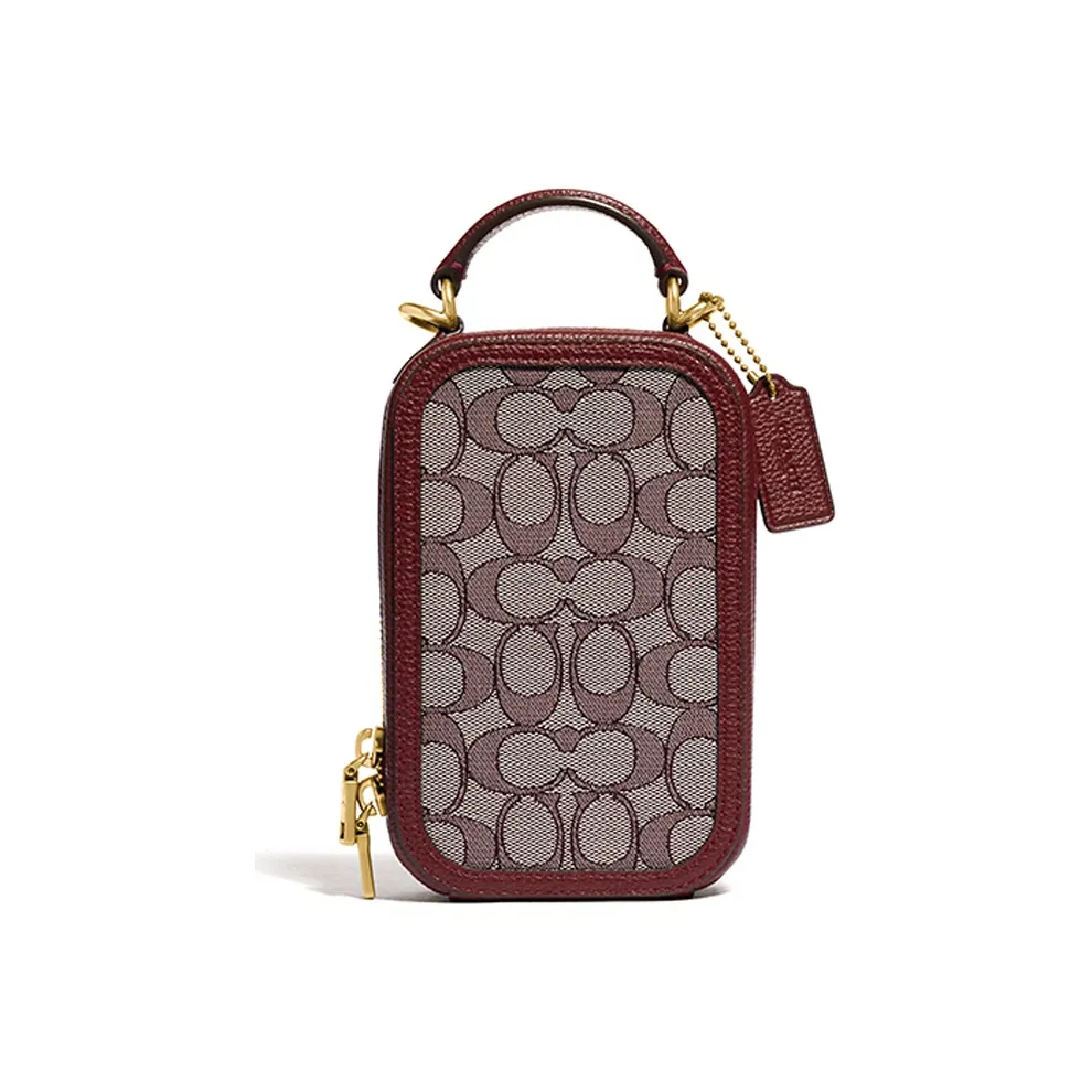 COACH Alie Коровья кожа с тканевым чехлом для телефона сумка Camera портативная сумка через плечо сумка через плечо мини женская красный