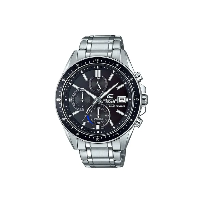 CASIO EDIFICE Collection Солнечный кварцевый механизм механизм нержавеющая сталь ремешок часы для мужчин черный циферблат