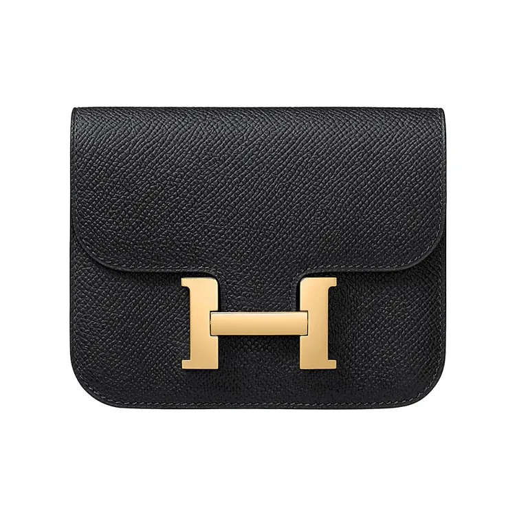 HERMES Constance Slim Epsom Leather Wallets Card Holders Fanny Pack Small Size Women
s Noir Black