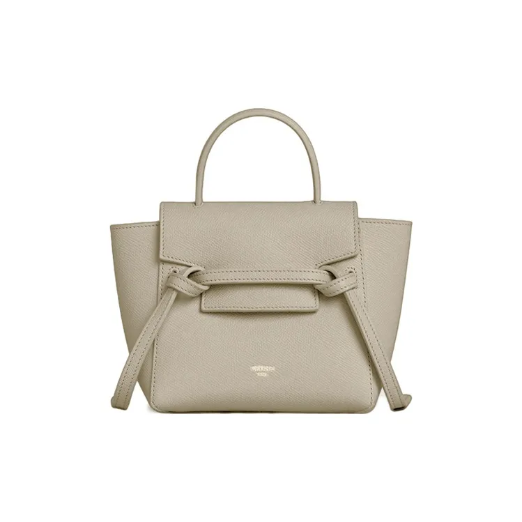 CELINE Belt Grained Calfskin Catfish Bag Handbag, Shoulder Bag, Crossbody Bag Women's Gray Green