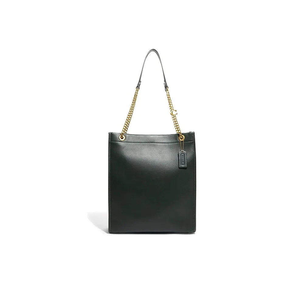 COACH Leather One Shoulder Handbag Tubas Women's Green