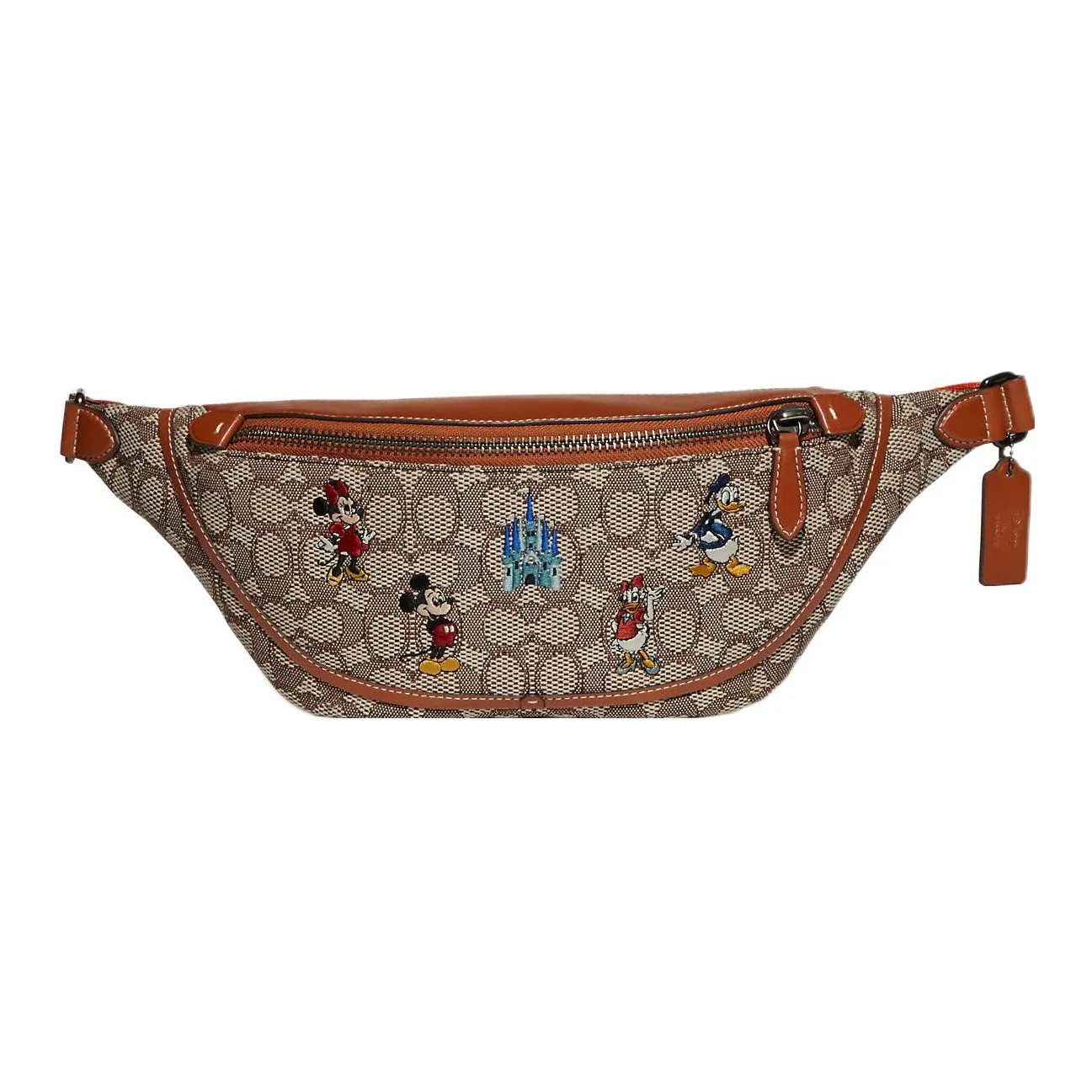 COACH X Disney Collaboration Fabric With Leather One Shoulder Crossbody Bag, Sling Bag, Fanny Pack Tubas Men's Khaki
