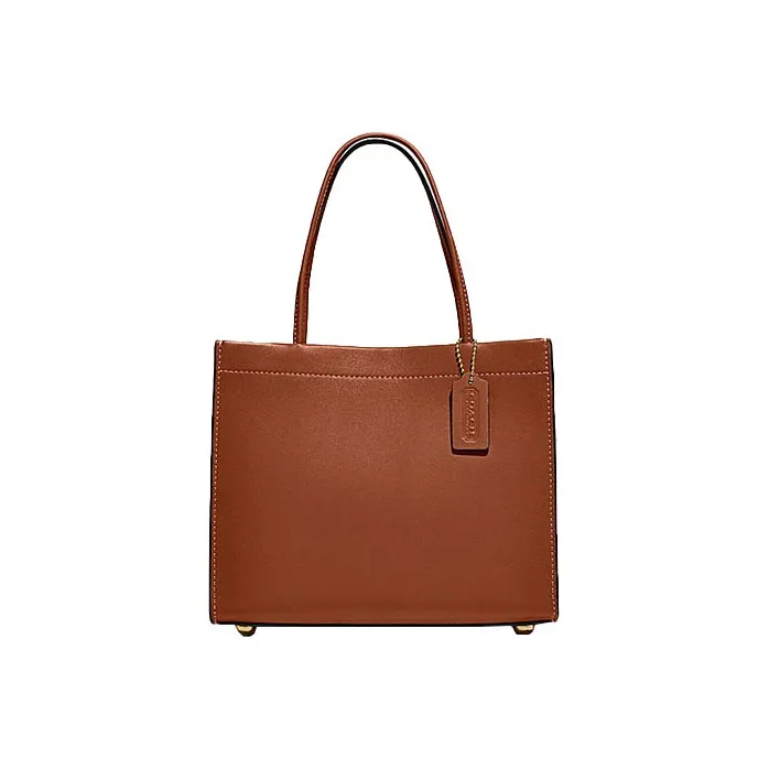 COACH Cashin Кожа Тоте Сумка Сумка для покупок Ручная сумка Сумка через плечо Маленькая Женская Коричневая