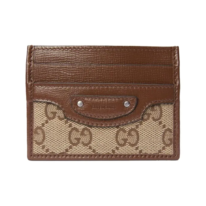 GUCCI The Hacker Project Холст с кожей Картхолдер Картхолдер Унисекс Коричневый Эбеновый