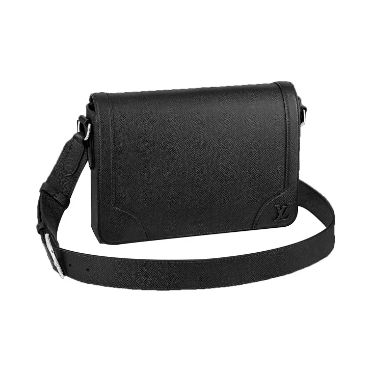 LOUIS VUITTON New Flap Embossed Cow Leather Messenger Bag, Shoulder Bag Men's Black