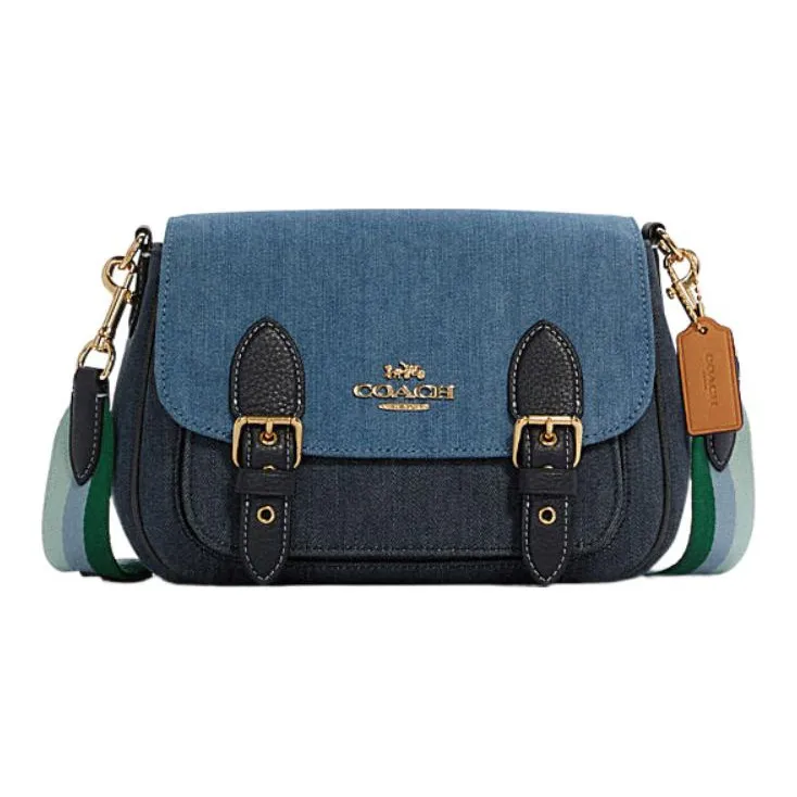 COACH Lucy Fabric With Cow Leather Shoulder Bag, Crossbody Bag Trumpets Women's Denim Blue