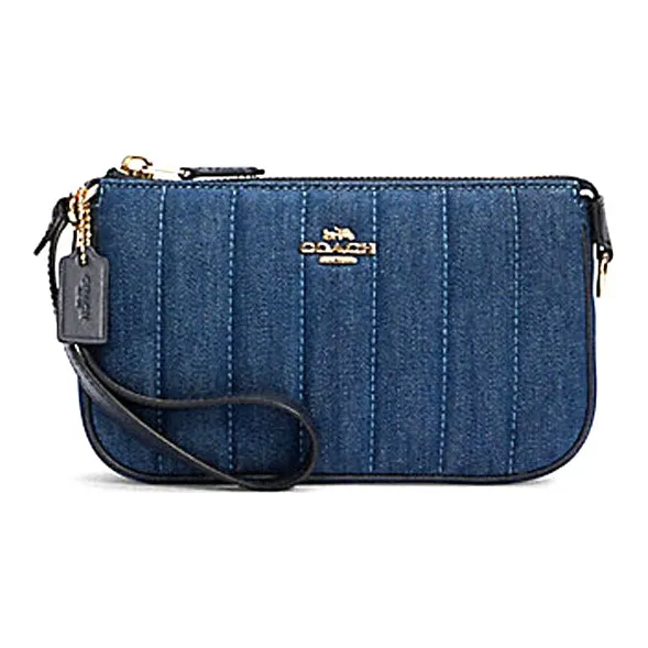 COACH Nolita Лоскутное шитье Деним с кожаными вставками Маленькая сумка Сумка через плечо Клатч Запястье Сумка Сумка Маленькая Женская Синий