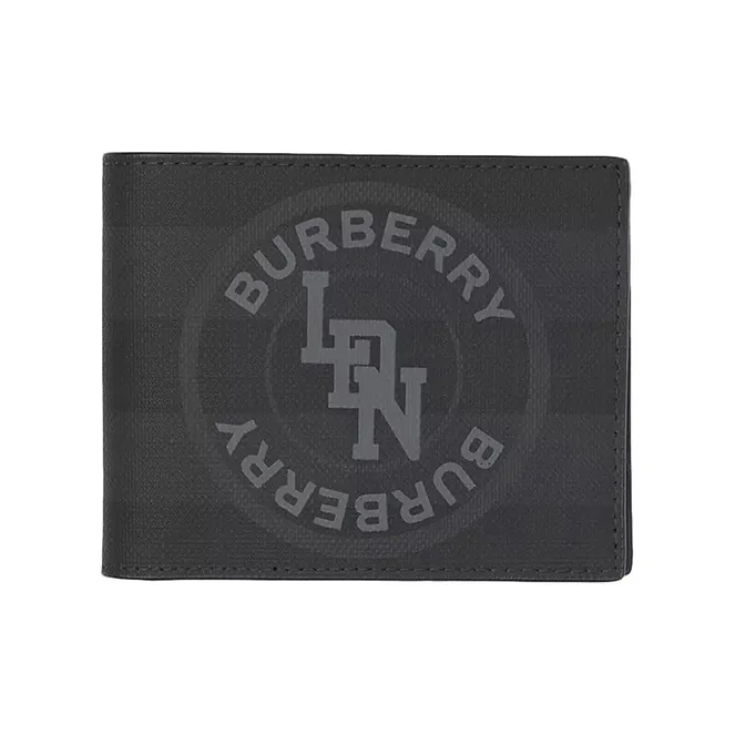 Burberry PVC Card Holder Wallet Men's Dark Charcoal Gray