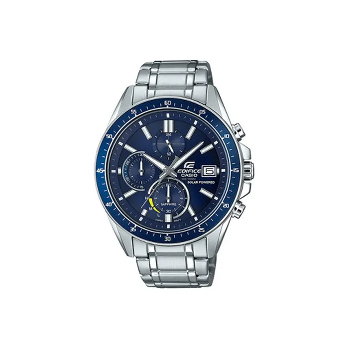 CASIO EDIFICE Collection Солнечный Кварцевый Механизм Часы Мужские Синий Циферблат