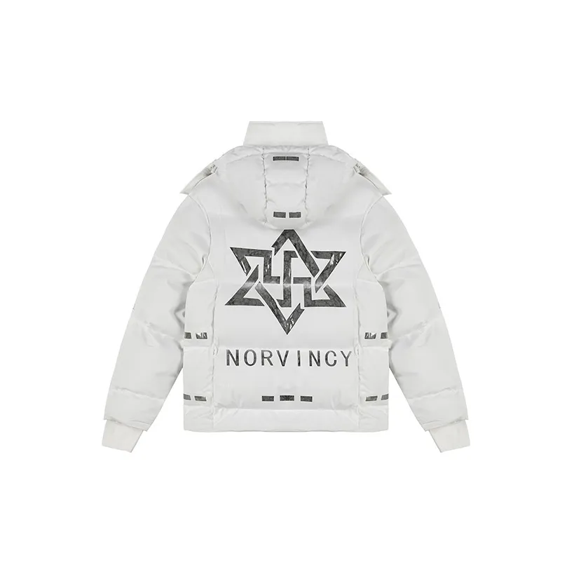 NORVINCY broderad Loose Fit Detachable Hats & Caps Puffer Jacket Winter Unisex