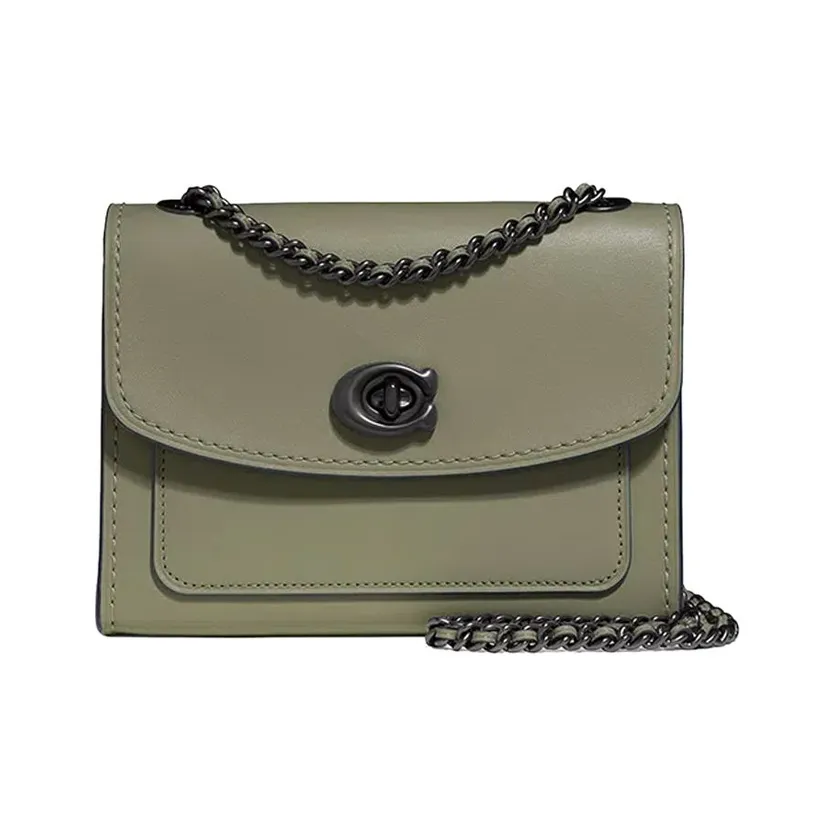 COACH Паркер Коровья кожа Сумка через плечо Маленькая Женская Темно-зеленая