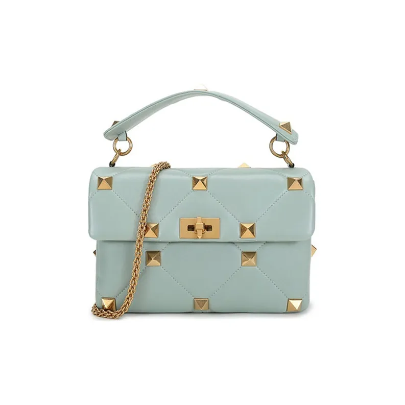 Valentino Leather Chain Bag, Crossbody, One Shoulder Handbag Women's Light Green