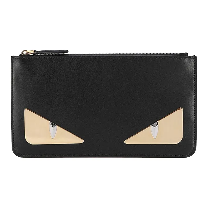 FENDI Cow Leather Wallet Unisex Black