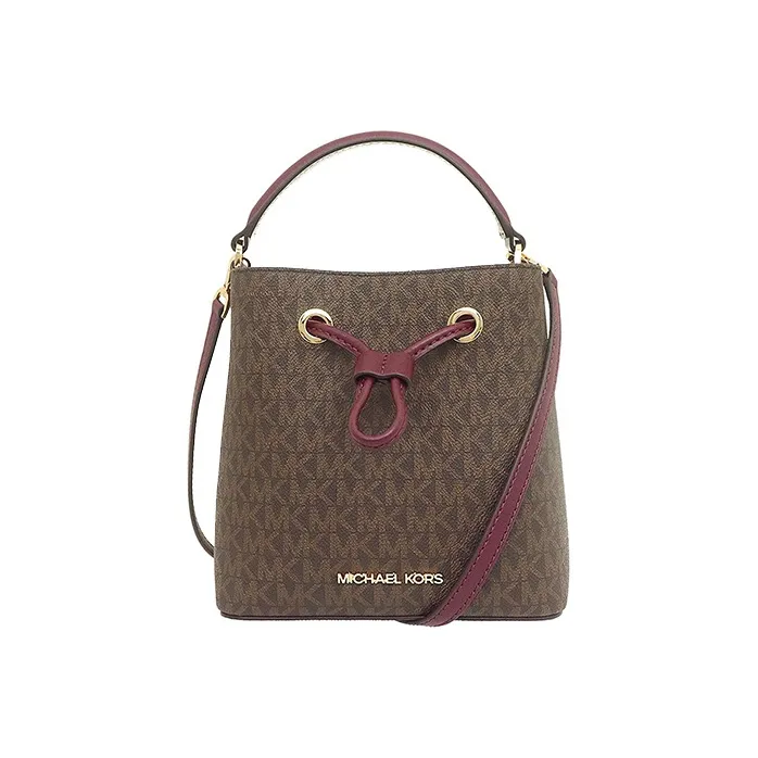 MICHAEL KORS Suri Leather Bucket Messenger-Bag Bags Shoulder Bag Crossbody Bag Handbag Small Size Women's Berry Purple Red