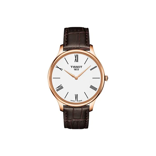 TISSOT Junya Collection Кварцевый механизм Мужские часы 39 мм Белый циферблат Корпус из нержавеющей стали Ремешок из натуральной кожи