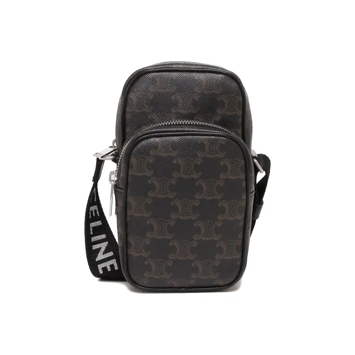 CELINE Triomphe Leather Messenger Bag, Shoulder Bag, Crossbody Bag Mini Men's Yellow Brown