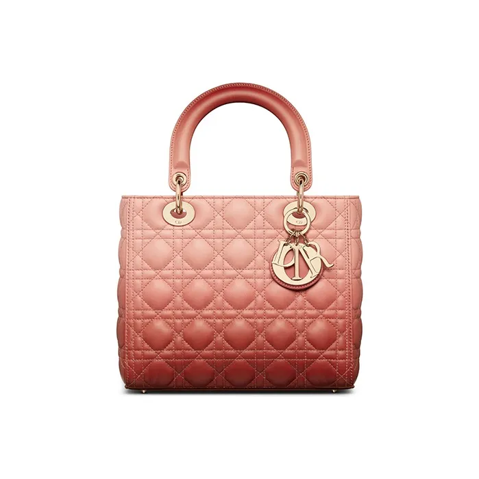 DIOR Leather Shoulder Bag Crossbody Bag Handbag Medium Size Women's Pink