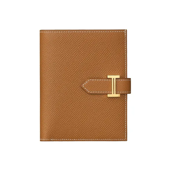 HERMES Bearn Calfskin Short Wallet Women
s Gold