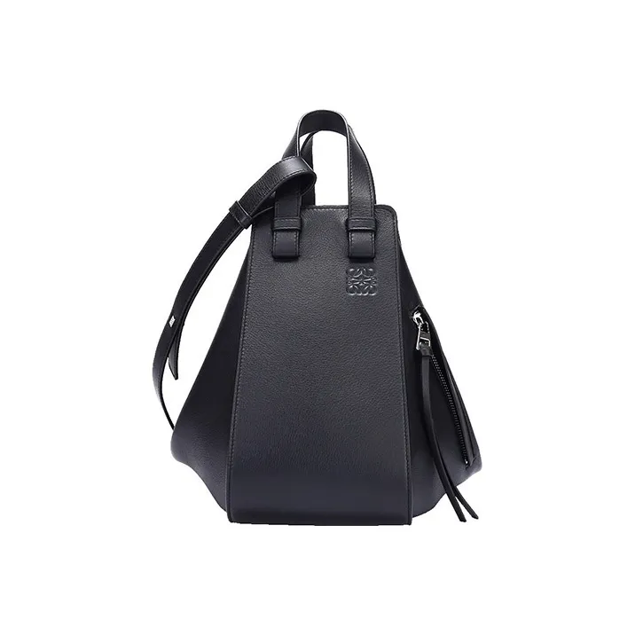 LOEWE Hammock Cow Leather Portable Crossbody Bag, Shoulder Bag Small Size Women's Black