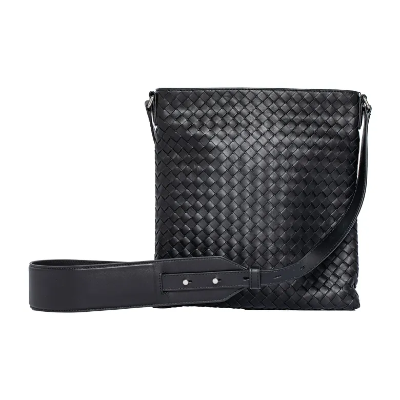 Bottega Veneta Cow Leather Messenger Bag, Shoulder Bag, Crossbody Bag Small Size Men's Black
