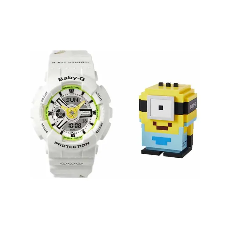 CASIO Малыш G Коллекция Minion Co Брендированный Кварцевый Механизм Смольный Ремешок Часы Женские Белый Циферблат