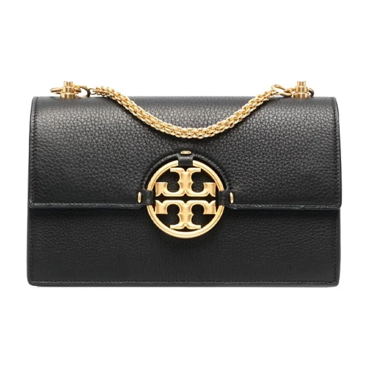 TORY BURCH Miller Grained Calfskin Trunk Bag, Portable Crossbody Bag, Shoulder Bag Women's Black