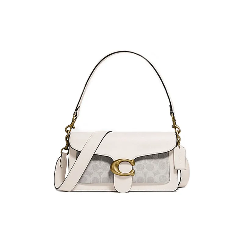 COACH Tabby Canvas Leather God Of Wine Bag, Shoulder Bag, Crossbody Bag Women's White