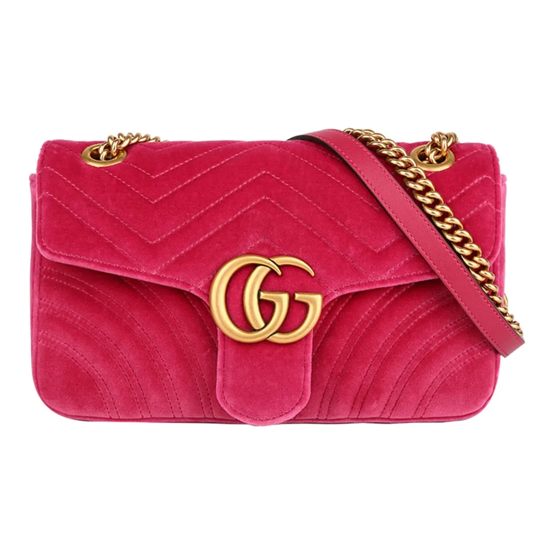 GUCCI GG Marmont Velvet Crossbody Bag, Shoulder Bag Women's Fuchsia