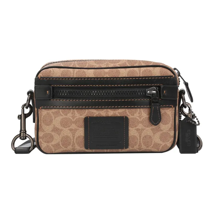 COACH Academy Leather Camera Bag, Crossbody Bag, Shoulder Bag Men's Khaki