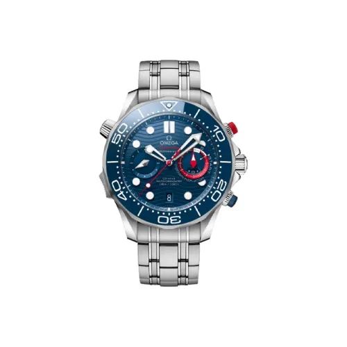 OMEGA Автоматический Механический Movement Мужские Seahorse Series 300m Плавательные Часы 44 мм Синий