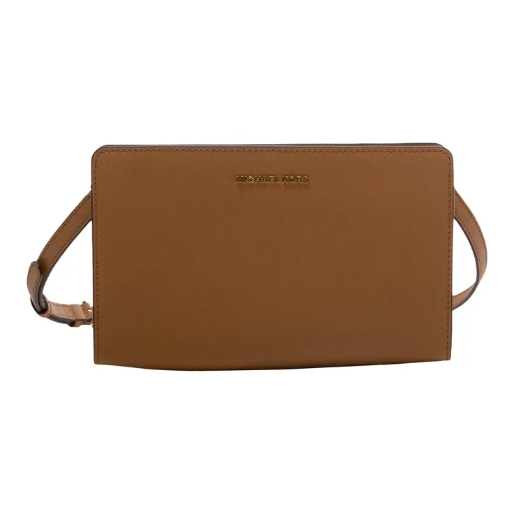 MICHAEL KORS Jet Set Travel Кожаный клатч сумка через плечо большая женская коричневый